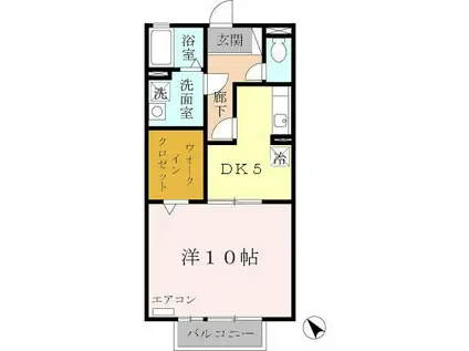 グランソレイユ(1DK/2階)の間取り写真