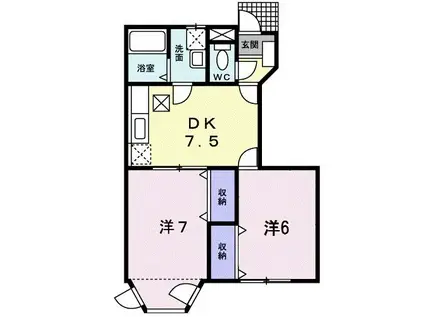 パークハイツ通町(2DK/1階)の間取り写真