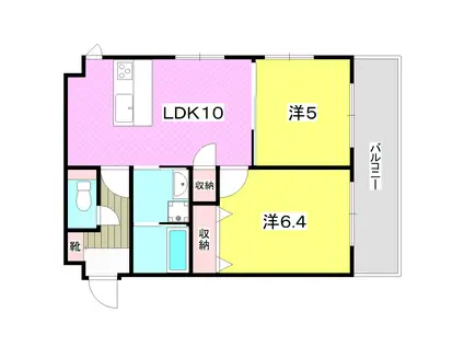 COUR・TEーOUS上之園(2LDK/2階)の間取り写真