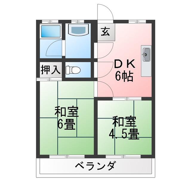 マンション北園(3DK/2階)の間取り写真