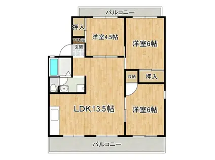 ハイツKKMⅢ(3LDK/2階)の間取り写真