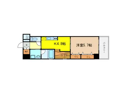 ARROW FIELDS 貳番館(1DK/10階)の間取り写真