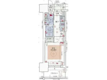 エステムプラザ大手前エヴァース(1K/2階)の間取り写真