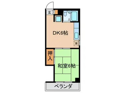 富紗屋ビル(1DK/3階)の間取り写真