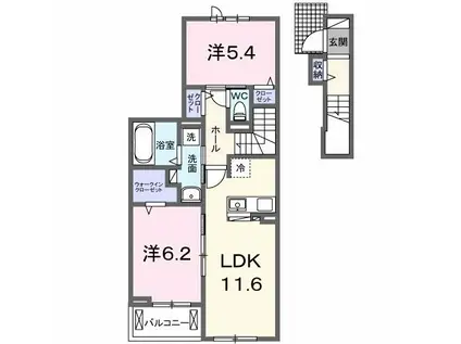 ピエナリオ(2LDK/2階)の間取り写真