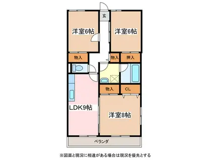 リッツガーデン(3LDK/3階)の間取り写真