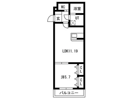 ポルトフィーノ長岡(1LDK/2階)の間取り写真