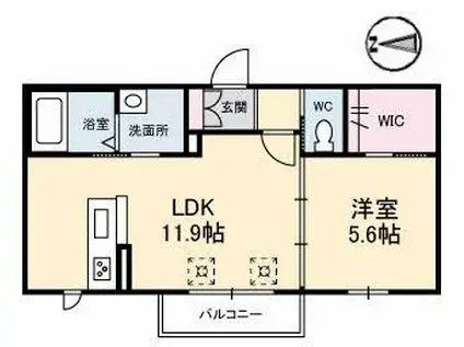 ベル・フィオーレ(1LDK/1階)の間取り写真