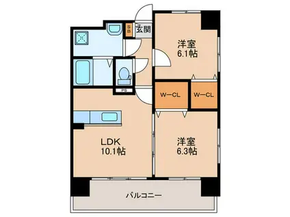 地下鉄箱崎線 貝塚駅(福岡) 徒歩19分 8階建 新築(2LDK/4階)の間取り写真