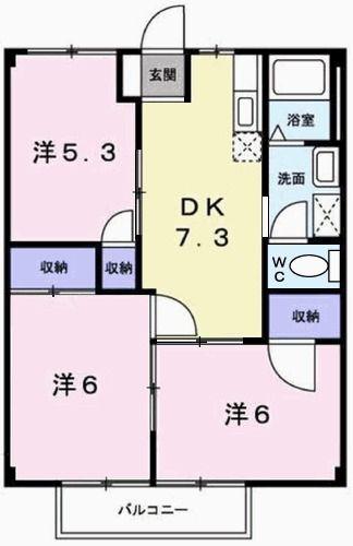玲巧ーハイツ1(3DK/2階)の間取り写真