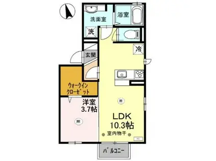 ヴィラ ブンカ(1LDK/2階)の間取り写真