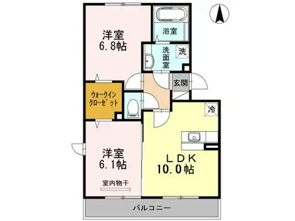 メゾンベルシア II棟(2LDK/2階)の間取り写真