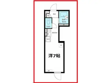 リブリミムIII(ワンルーム/1階)の間取り写真