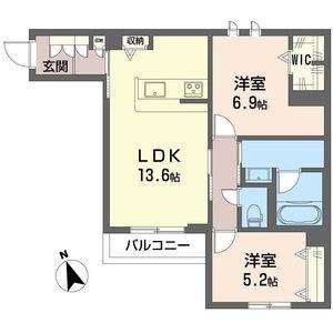 シャーメゾン 木の実(2LDK/2階)の間取り写真