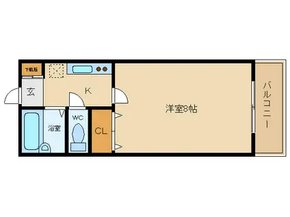 近鉄南大阪線 藤井寺駅 徒歩7分 3階建 築30年(1K/3階)の間取り写真