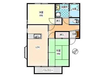 ファミールあいお A(2LDK/1階)の間取り写真
