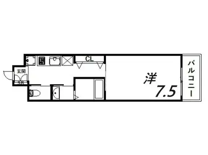 コンソラータ谷上(1K/3階)の間取り写真