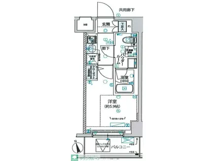ヴァローレ松戸フィーロ(1K/3階)の間取り写真