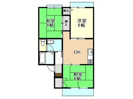 ガーデンパレス宮下A棟(3DK/1階)の間取り写真