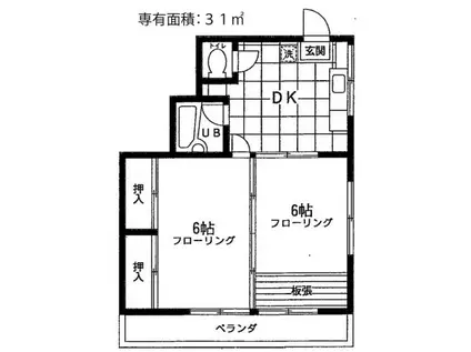滝澤第2ビル(2DK/4階)の間取り写真