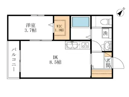 AF ホワイトマルベリー(1LDK/3階)の間取り写真