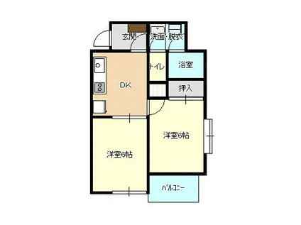 ジョイステージ飯能仲町(2DK/1階)の間取り写真