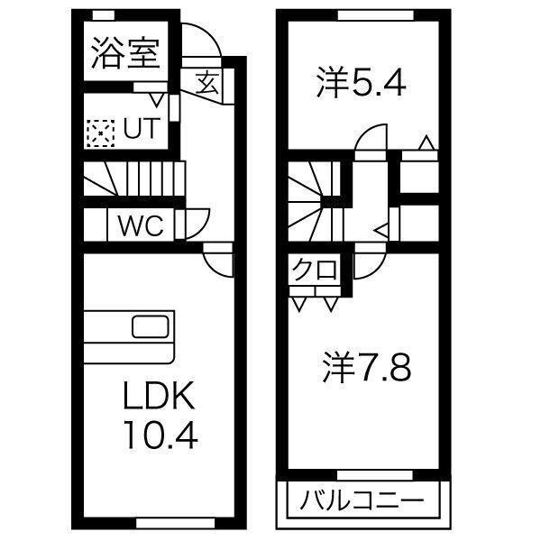 ラディハウス御幸(2LDK/1階)の間取り写真