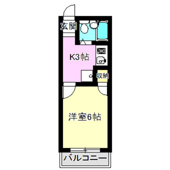 シティーパレスカメリアI(1K/1階)の間取り写真
