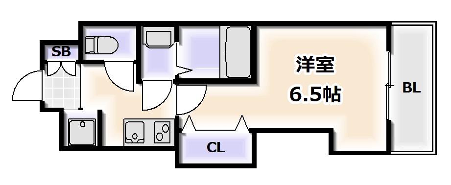 LUXE難波西I(1K/5階)の間取り写真