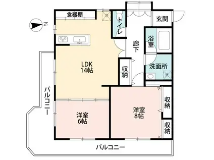 上池台フラット(2LDK/2階)の間取り写真