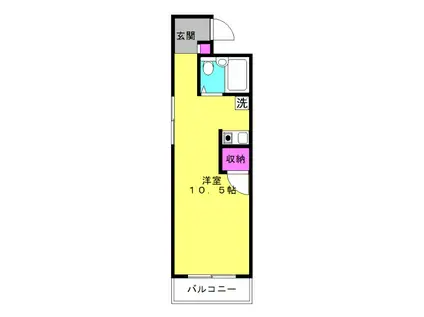 ラフィーネ壱番館(ワンルーム/3階)の間取り写真