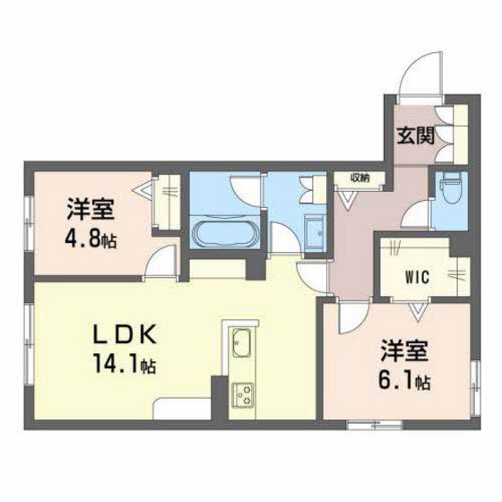 グリーンガーデン東雲(2LDK/1階)の間取り写真