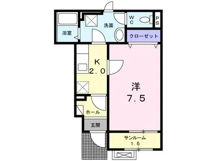 ルナIII(1K/1階)の間取り写真