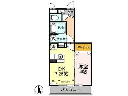 D-ROOM ロックパイン B(1DK/3階)の間取り写真