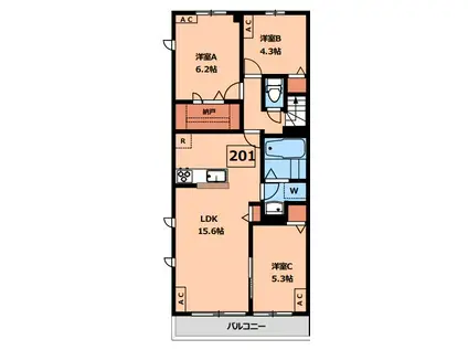 CLASIA JINDAIJI-クラシアジンダイジ-(3LDK/2階)の間取り写真