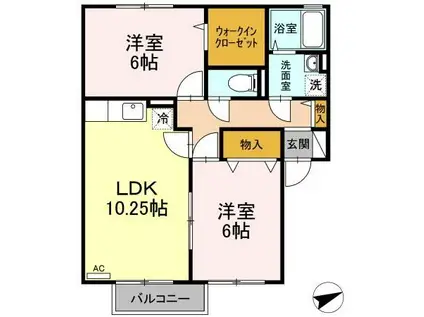 サンライトカンタ(2LDK/2階)の間取り写真