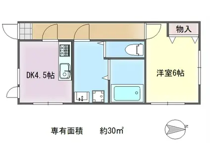 アミティ高原(1DK/3階)の間取り写真
