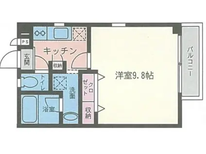 グリーンハイム(1K/2階)の間取り写真