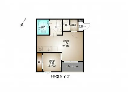 REGALEST牛田旭(1LDK/3階)の間取り写真