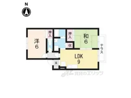 ヴェルリバージュ(2DK/1階)の間取り写真