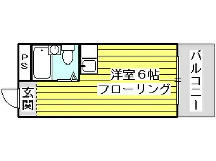 岸部ハイツ(ワンルーム/3階)の間取り写真