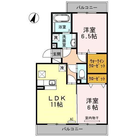 レイクサイド B(2LDK/1階)の間取り写真