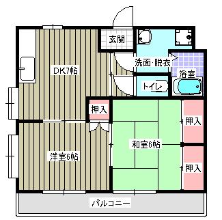 サン・オーレ久松(2DK/1階)の間取り写真