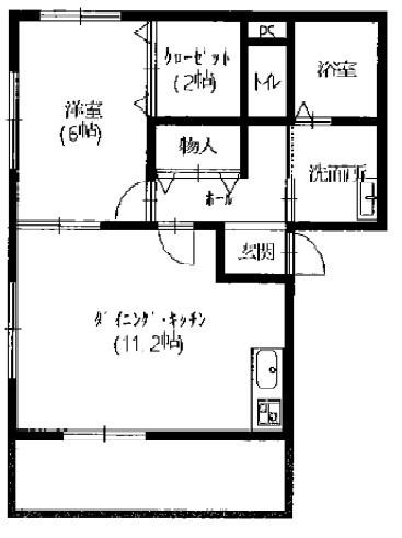 ＪＲ播但線 京口駅 徒歩17分 2階建 築23年(1LDK/1階)の間取り写真