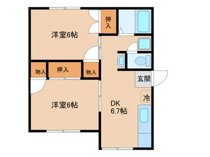 横山ハイツ(2DK/1階)の間取り写真