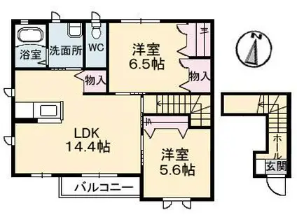 グランデージ南岩国(2LDK/2階)の間取り写真