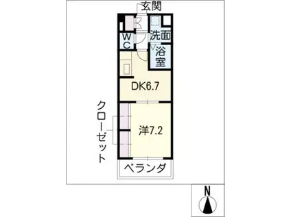 メルベーユ(1DK/2階)の間取り写真