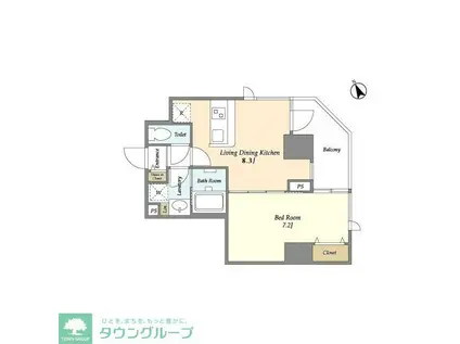 LIEN西五反田(1LDK/6階)の間取り写真