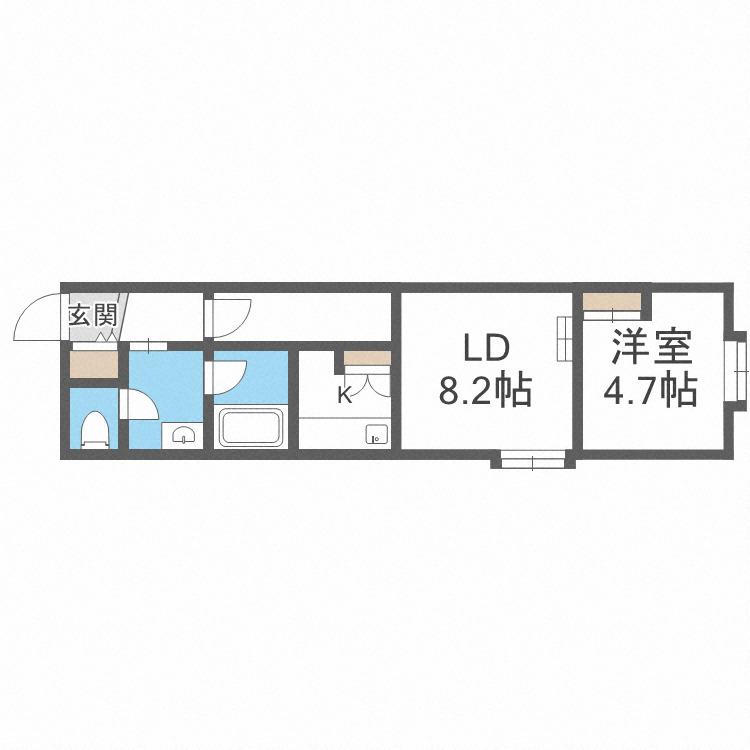 W912(1LDK/1階)の間取り写真