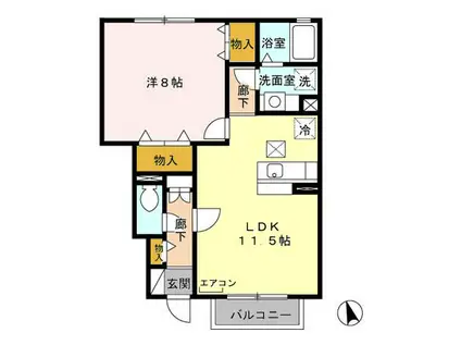 フォレステージA棟(1LDK/1階)の間取り写真